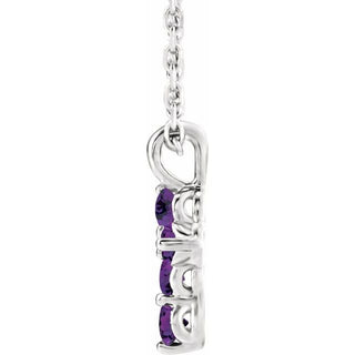 Platinum Natural Amethyst Cross 16-18" Necklace