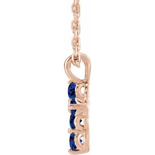 14K Rose Natural Blue Sapphire Cross 16-18" Necklace