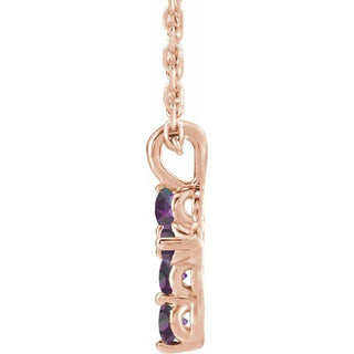 14K Rose Natural Alexandrite Cross 16-18" Necklace