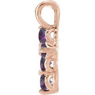 14K Rose Natural Alexandrite Cross Pendant