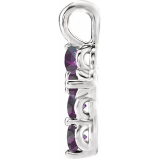 14K White Lab-Grown Alexandrite Cross Pendant