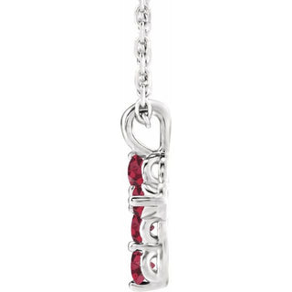 Sterling Silver Natural Ruby Cross 16-18" Necklace