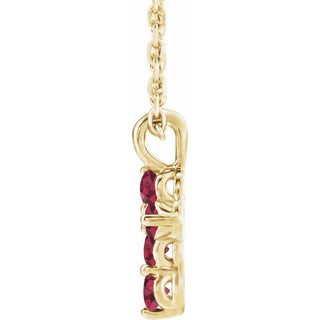 14K Yellow Natural Ruby Cross 16-18" Necklace