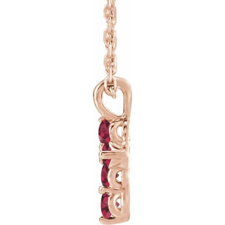 14K Rose Natural Ruby Cross 16-18" Necklace