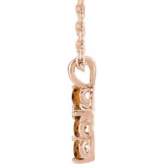 14K Rose Natural Citrine Cross 16-18" Necklace