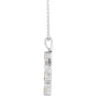 Platinum Natural White Sapphire Cross 16-18" Necklace