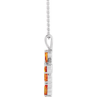 Sterling Silver Natural Citrine Cross 16-18" Necklace