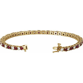 14K Yellow Natural Ruby & 2 3/8 CTW Natural Diamond Line 7" Bracelet