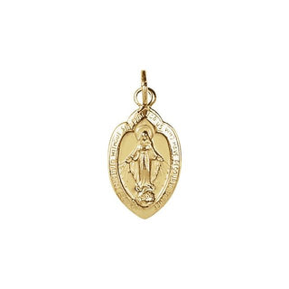 14K Yellow 13x8 mm Oval Miraculous Medal Pendant  