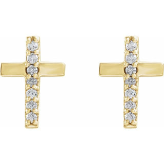 14K Yellow .06 CTW Natural Diamond Cross Earrings
