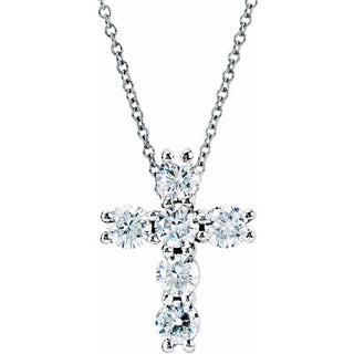 14K White 1 1/6 CTW Natural Diamond Cross 18" Necklace