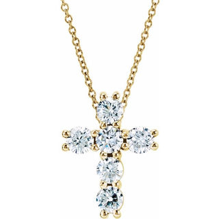 14K Yellow 3/4 CTW Lab-Grown Diamond Cross 18" Necklace