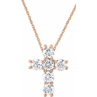 14K Rose 1/3 CTW Natural Diamond Cross 18" Necklace
