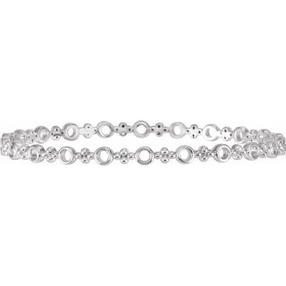 14K White 4.4 mm Geometric Bangle 7" Bracelet