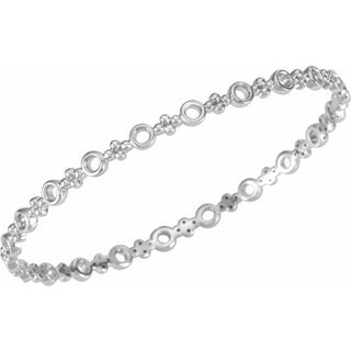 14K White 4.4 mm Geometric Bangle 7" Bracelet