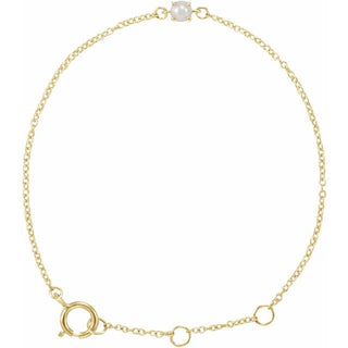 14K Yellow Faux Pearl Youth Birthstone 4 1/2-5 1/2" Bracelet