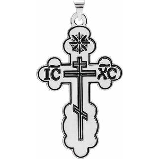 14K White 40x26 mm Orthodox Cross Pendant