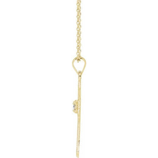 14K Yellow .06 CT Natural Diamond Cross 18" Necklace 
