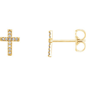 14K Gold 1/10 CTW Diamond Cross Earrings