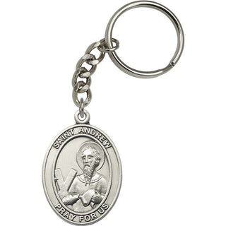 Saint Andrew Engravable Keychain - Silver Finish