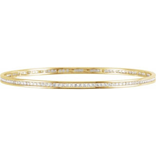 14K Yellow  2 1/4 CTW Natural Diamond Stackable Bangle 8" Bracelet