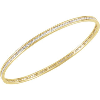 14K Yellow  2 1/4 CTW Natural Diamond Stackable Bangle 8" Bracelet