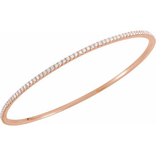 14K Rose 2 CTW Natural Diamond Stackable Bangle 8" Bracelet