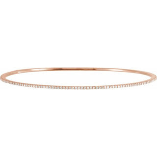 14K Rose 1 CTW Natural Diamond Stackable Bangle 8" Bracelet