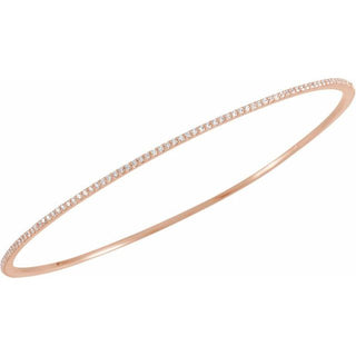 14K Rose 1 CTW Natural Diamond Stackable Bangle 8" Bracelet