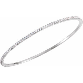 14K White 2 CTW Lab-Grown Diamond Stackable Bangle 8" Bracelet
