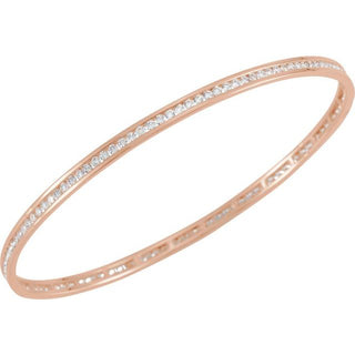 14K Rose 2 1/4 CTW Natural Diamond Stackable Bangle 8" Bracelet