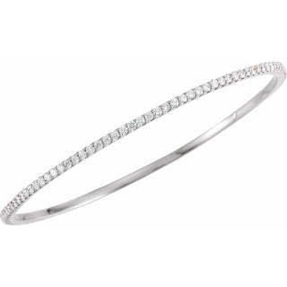 14K White 3 CTW Natural Diamond Stackable Bangle 8" Bracelet