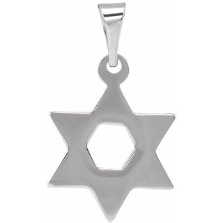 14K White 14x12 mm Star of David Pendant