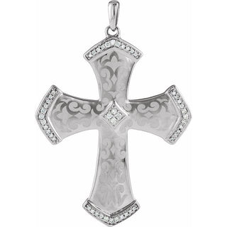 Sterling Silver 1/5 CTW Natural Diamond Cross Pendant 