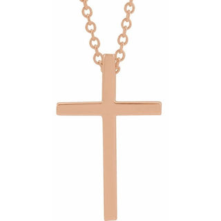 14K Rose 17.4x11.1 mm Cross 18" Necklace