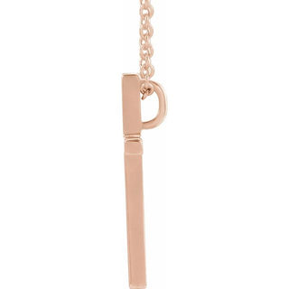 14K Rose 12x7.6 mm Cross 18" Necklace