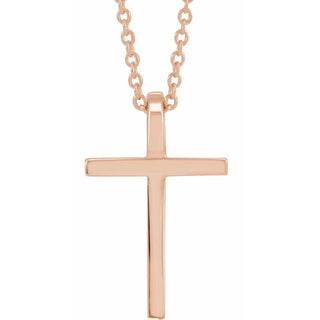 14K Rose 17.4x11.1 mm Cross 18" Necklace