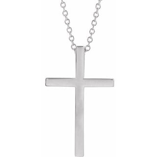 14K White 21.7x13.5 mm Cross 18" Necklace