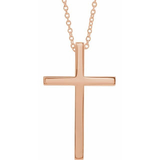 14K Rose 25.7x15.7 mm Cross 18" Necklace