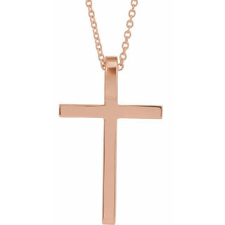 14K Rose 25.7x15.7 mm Cross 18" Necklace