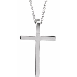 14K White 25.7x15.7 mm Cross 18" Necklace