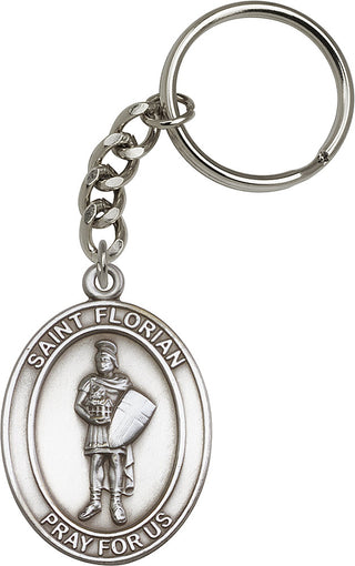 Silver Oxide Saint Francis of Assisi Keychain | Engravable
