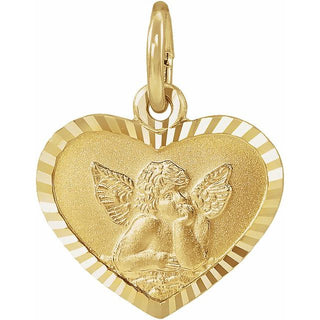 14K Yellow 8x7 mm Heart Cherub Angel Medal