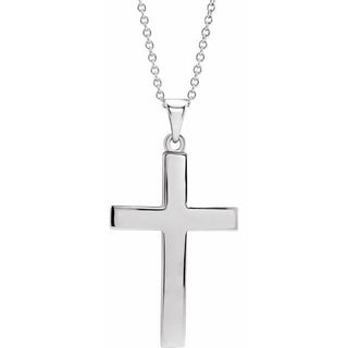14K White Cross 18" Necklace  