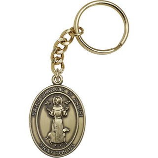 Gold Oxide Saint Francis of Assisi Keychain | Engravable
