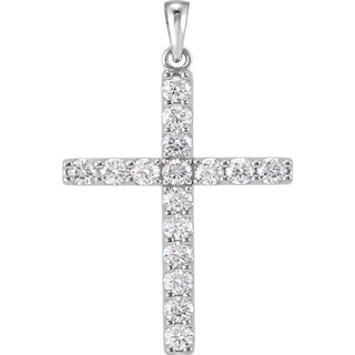 Platinum 1 3/8 CTW Natural Diamond Cross Pendant