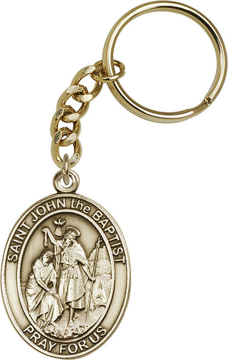 Gold Oxide Saint John Bosco Keychain | Engravable