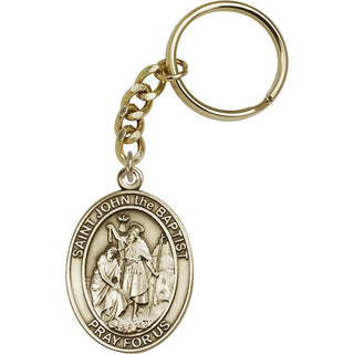 Saint John the Baptist Engravable Keychain - Gold Tone