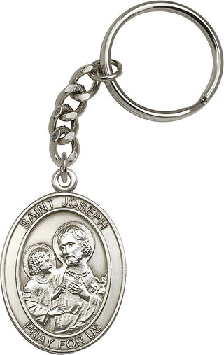 Silver Oxide Saint Joseph Keychain | Engravable