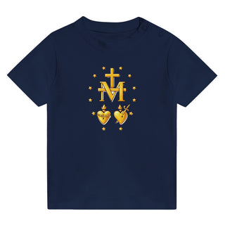 Miraculous Medal Two Hearts Gold Baby T-Shirt - view 6